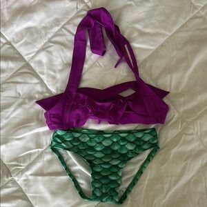 Kids Mermaid Bikini Set - Purple and Green